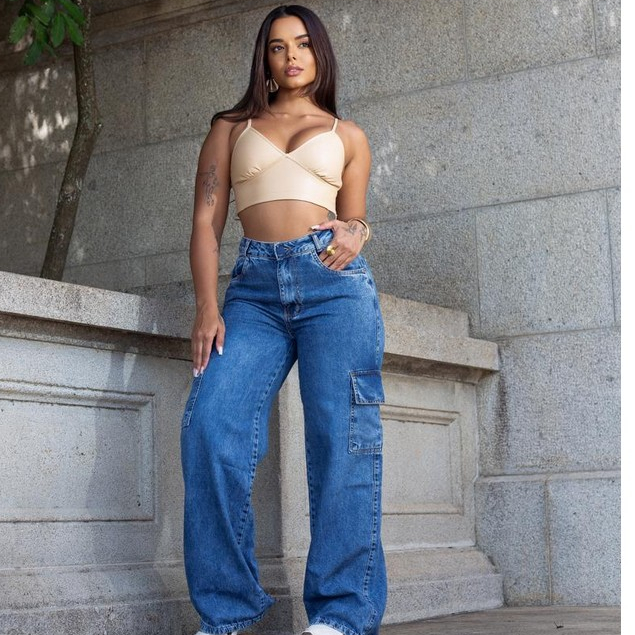 Calça Cargo Feminina Confortavel Casual Versátil Tendência Elegante Moderna Estilosa Blogueira