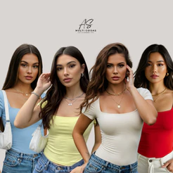 Kit 4 Blusinha Baby Look - Casual Dia a Dia Elegante Básica Lisa Moderna Tendência Influencer