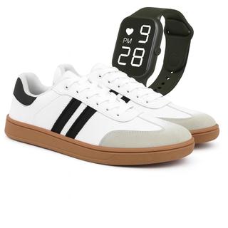 Tenis Feminino Casual Urbano Samba Retro Vintage Estiloso Com Solado Macio Confortável Top Para o dia a dia + Relogio