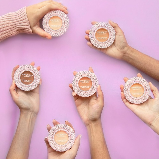 Pó Compacto Matte - Produto Vegano - Top Beauty - Fixador de Maquiagem