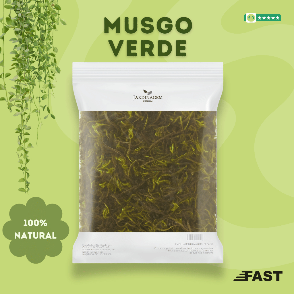 Musgo Verde 3Kg (50Lts) para Orquídeas, Decoração, Terrários, Jardins e Retenção de Umidade em Oferta na Shopee