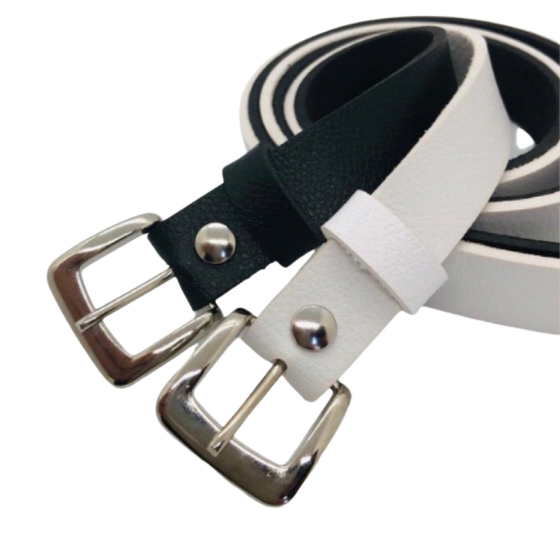 kit 2 cintos black white fivela redonda e quadrada em Oferta na Shopee