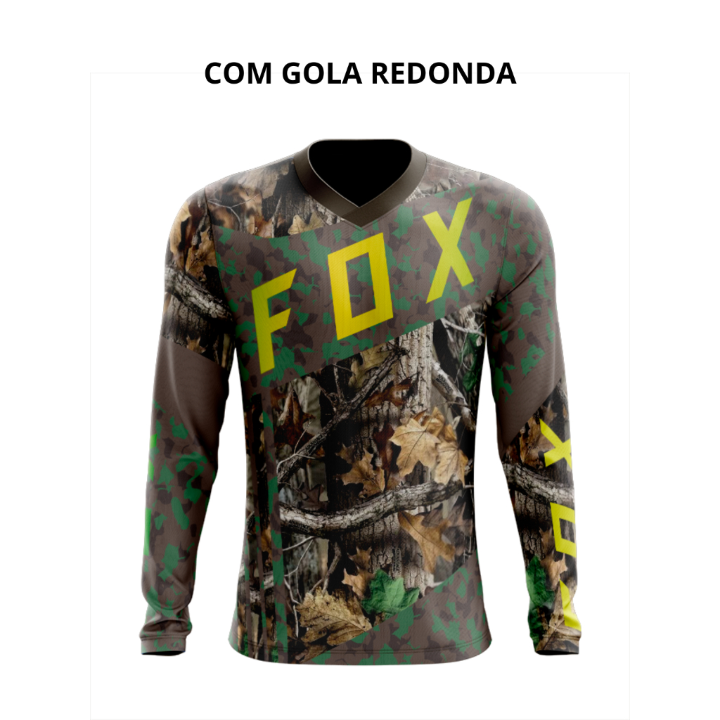 Camiseta Camuflada 1 Dry Fit Manga Longa Proteção UV50+ - Pesca, Motocross, Paintball, Tática, Trilha, Motociclista