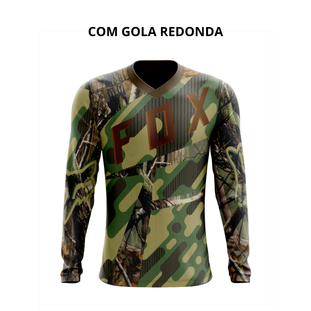 Camiseta Camuflada 3 Dry Fit Manga Longa Proteção UV50+ - Pesca, Motocross, Paintball, Tática, Trilha, Motociclista
