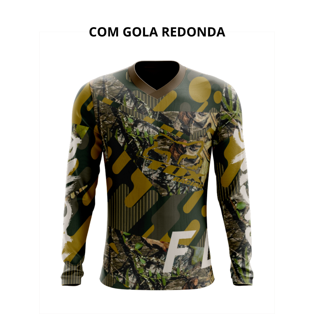 Camiseta Camuflada 4 Dry Fit Manga Longa Proteção UV50+ - Pesca, Motocross, Paintball, Tática, Trilha, Motociclista