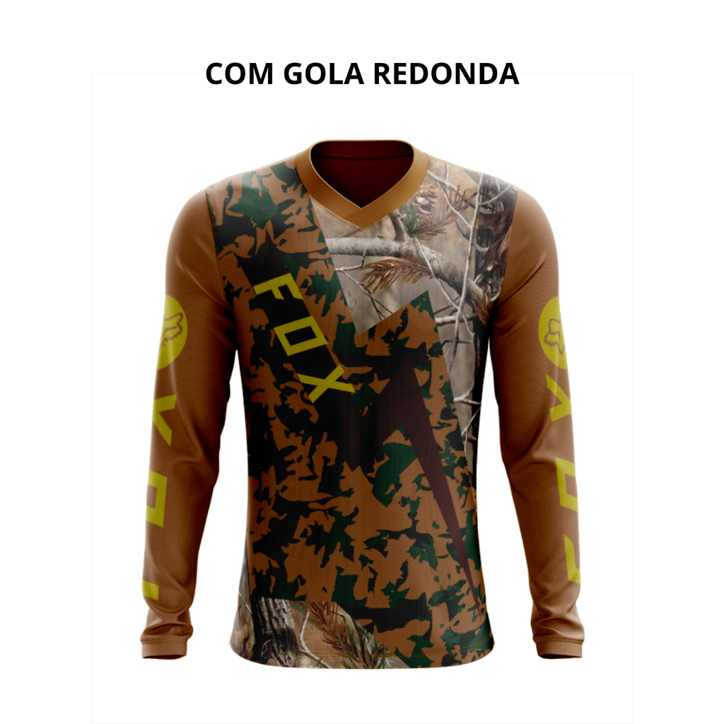 Camiseta Camuflada 2 Dry Fit Manga Longa Proteção UV50+ - Pesca, Motocross, Paintball, Tática, Trilha, Motociclista