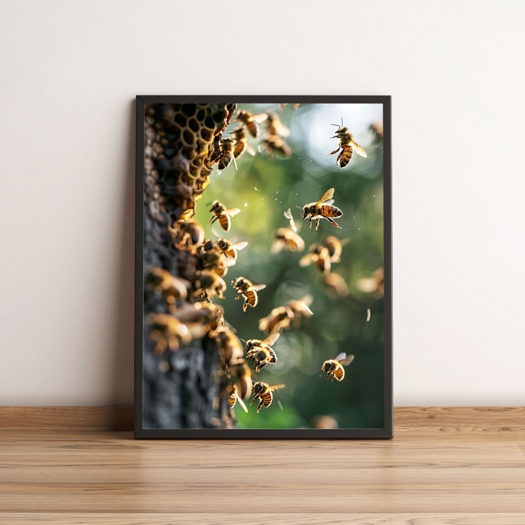 Quadro Enxame de Abelhas em Colmeia Natural 3306