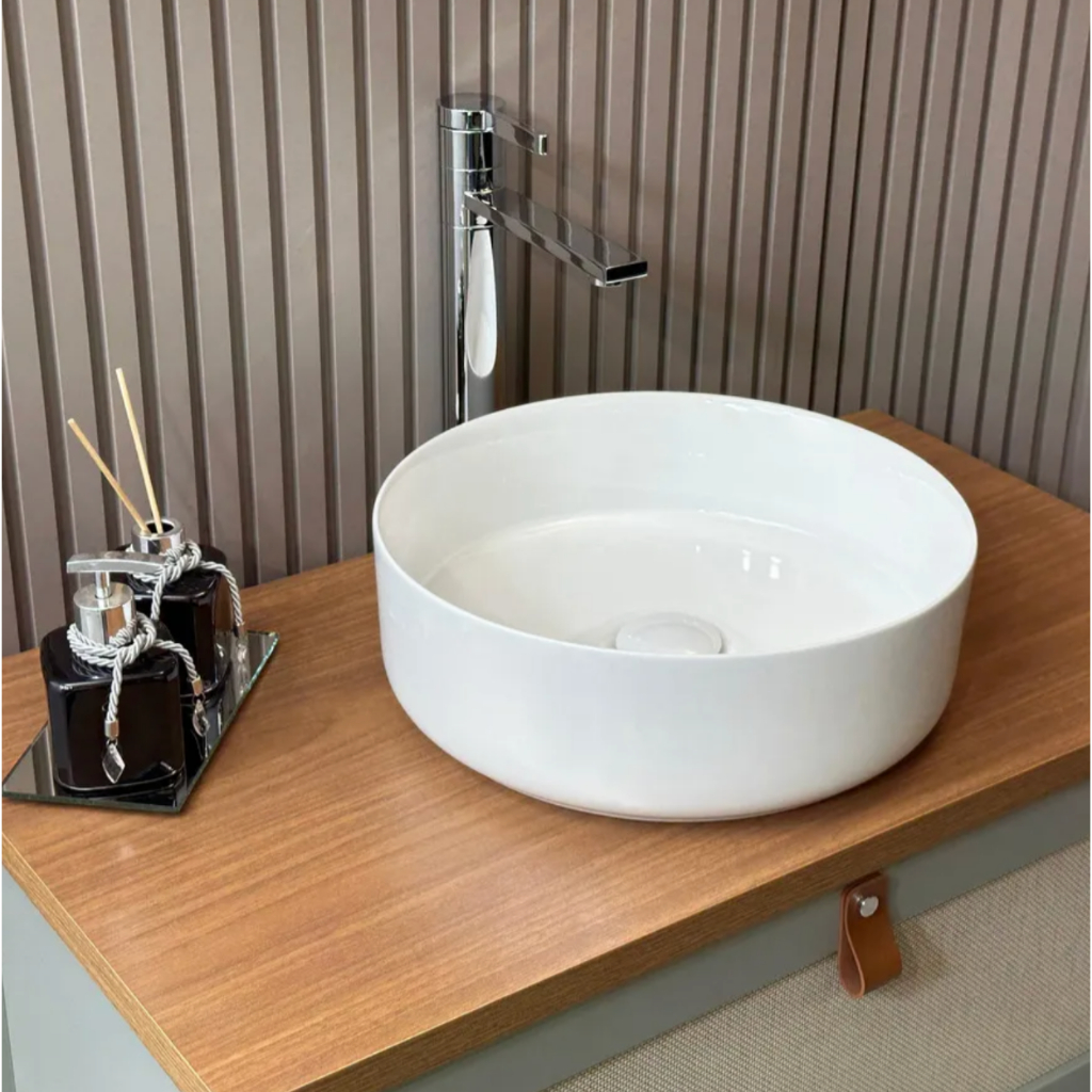 Cuba 36x36 de Porcelana Louça Moscow Branca com Válvula Click de Porcelana Para Seu Banheiro Lavabo