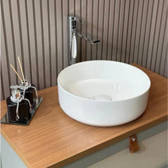 Cuba 36x36 de Porcelana Louça Moscow Branca com Válvula Click de Porcelana Para Seu Banheiro Lavabo
