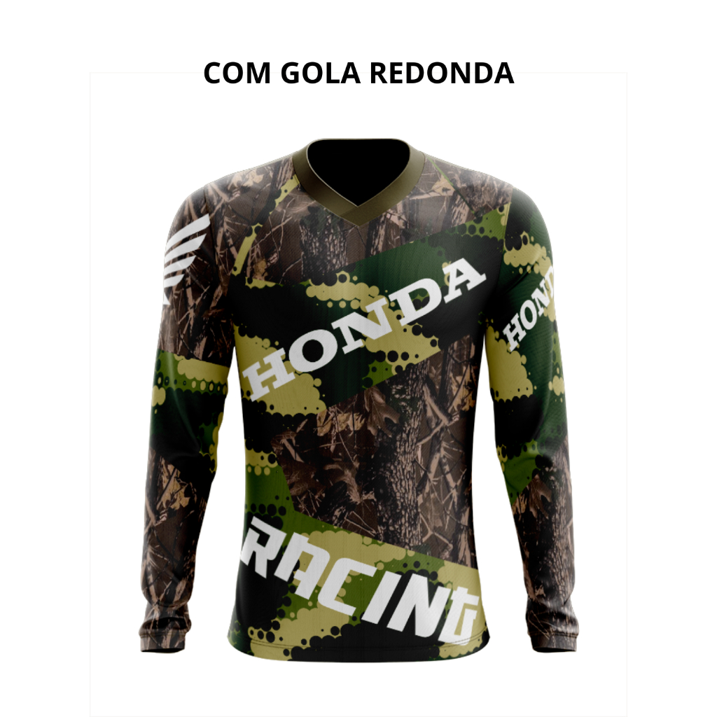 Camiseta Camuflada 10 Dry Fit Manga Longa Proteção UV50+ - Pesca, Motocross, Paintball, Tática, Trilha, Motociclista