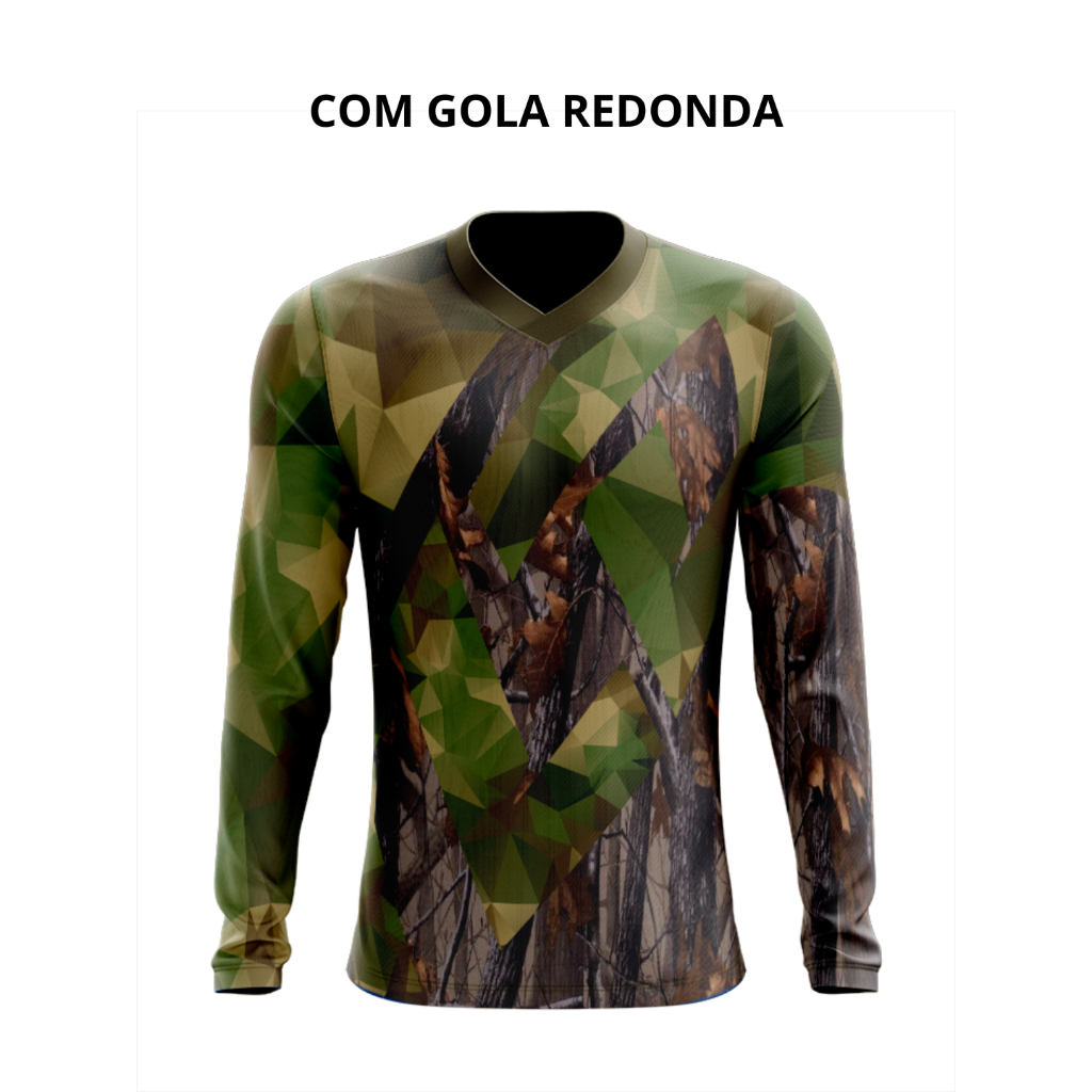 Camiseta Camuflada 9 Dry Fit Manga Longa Proteção UV50+ - Pesca, Motocross, Paintball, Tática, Trilha, Motociclista