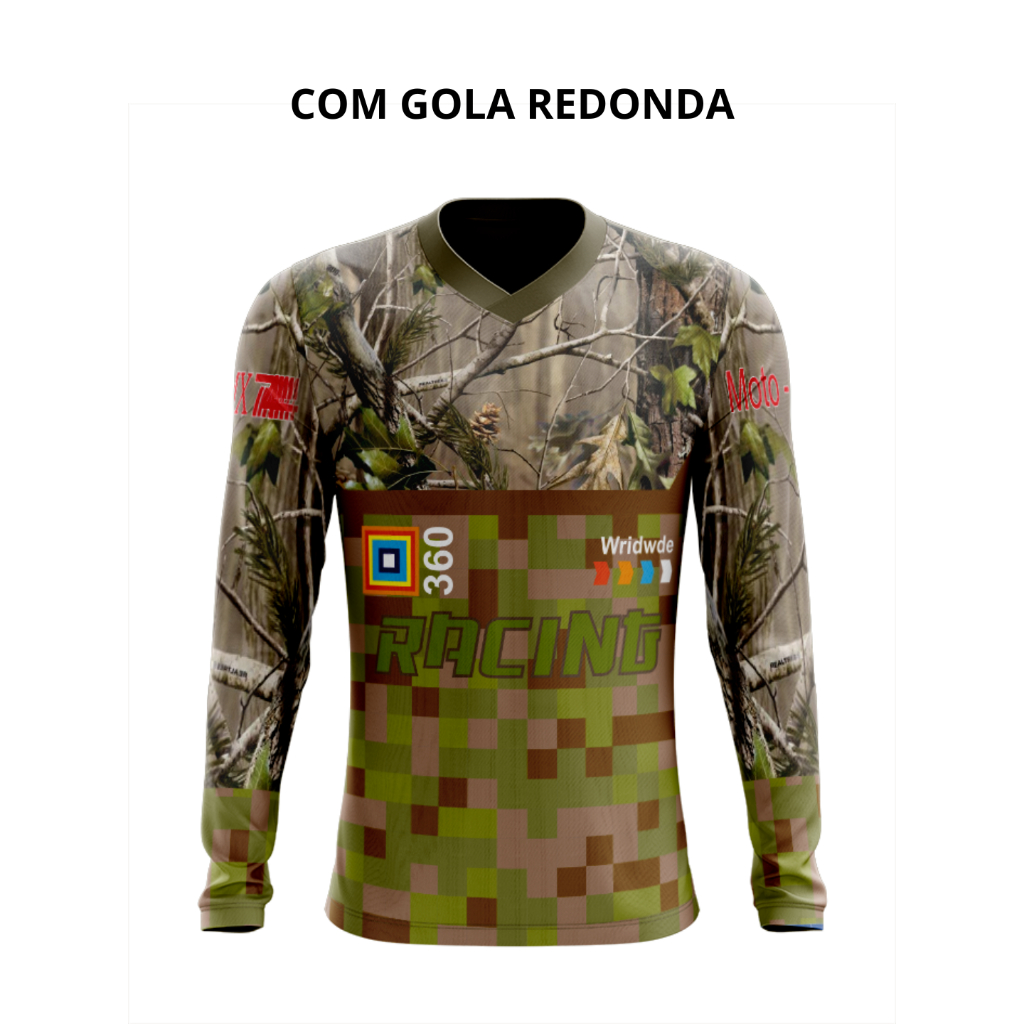 Camiseta Camuflada 6 Dry Fit Manga Longa Proteção UV50+ - Pesca, Motocross, Paintball, Tática, Trilha, Motociclista