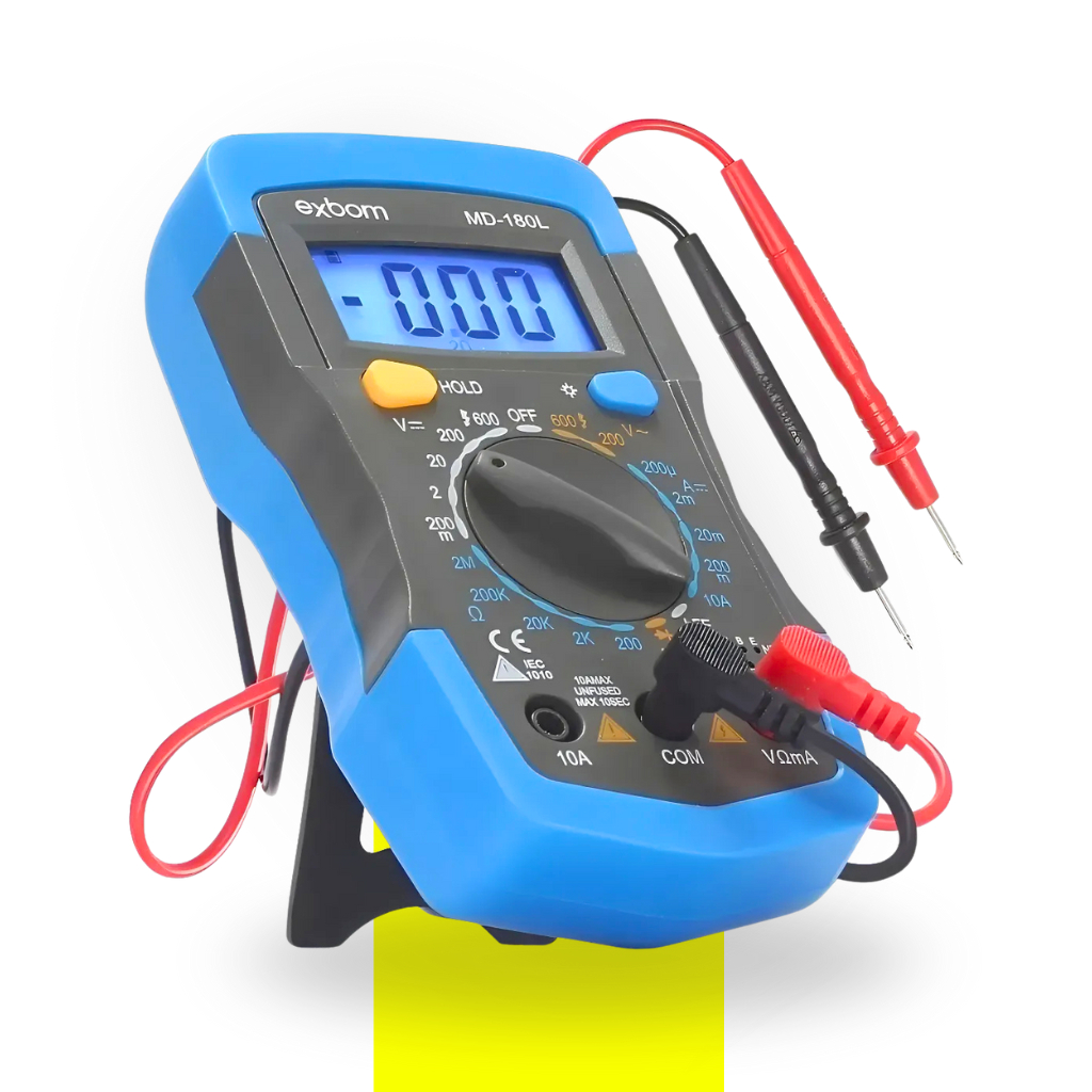 Multímetro Digital Profissional Portátil com Bipe Exbom Original 180 Litros tela LCD