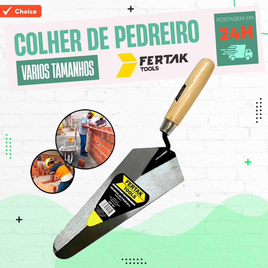 Colher de Pedreiro Tamanhos 6" | 7" | 8" | 9" | 10" - Fertak em Oferta na Shopee