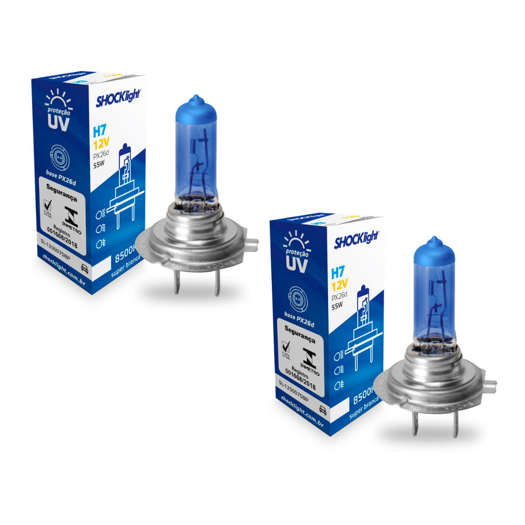 Lâmpada Halógena Super Branca H7 12v 55w Shocklight