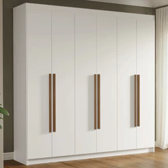 Guarda-Roupa Casal 6 Portas Batentes Branco/Branco/Rustic Venus Madesa