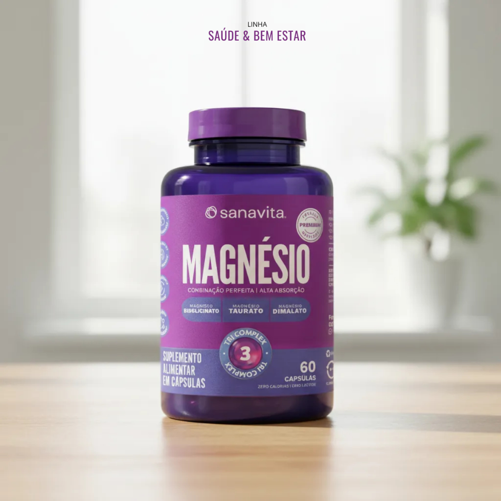 Magnésio Tri Complex Sanavita Cápsulas Saúde E Bem Estar Sem Sabor