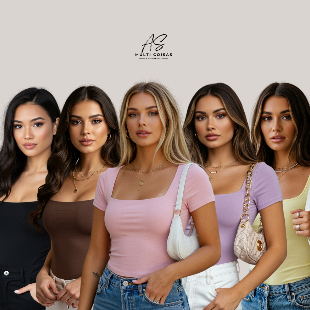 Blusinha Baby Look - Elegante Casual Tecido Suplex Dia a Dia Tendência Trend Viral 5 em Oferta na Shopee