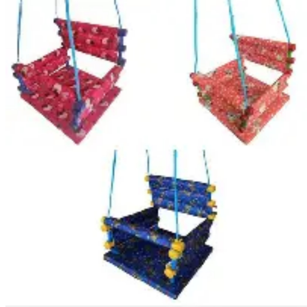 Balanço de Madeira Forrado Infantil, Com Corda, resistente, Suporta até 31 kg, Coloridos em Oferta na Shopee