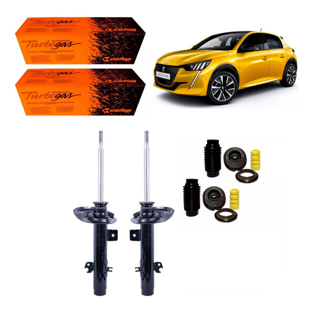 2 Amortecedores Dianteiros Cofap + Kits Peugeot 208 Gt 16/