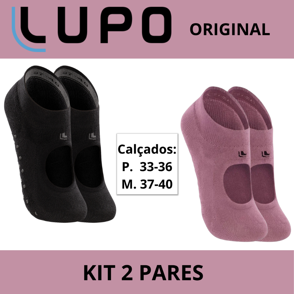 Imagem Kit 02 Meias Lupo Pilates Sapatilha Antiderrapante Yoga Hidroginástica Feminina Adulto RPG  Original