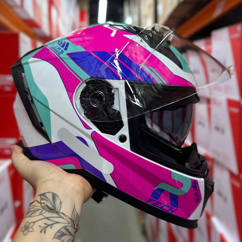CAPACETE RACE TECH VOLT TRACK TIFFANY ROSA FEMININO MASCULINO + ÓCULOS SOLAR + NARIGUEIRA OFERTA TOP
