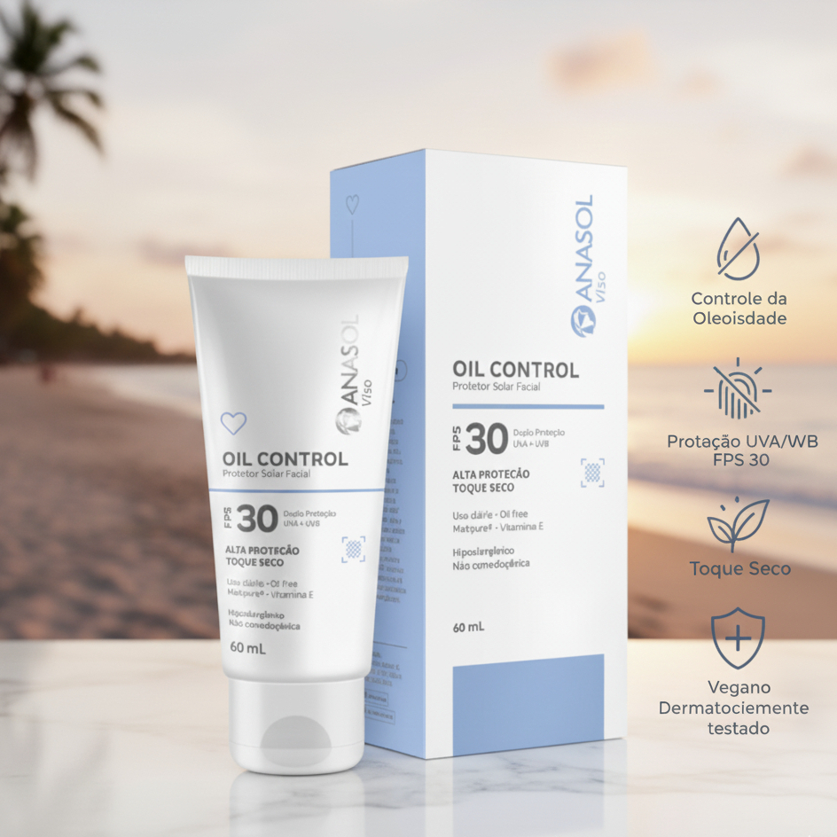 Anasol Protetor Facial Viso Oil Control Fps 30  60 gr Toque Seco com 1 unidade Vegano