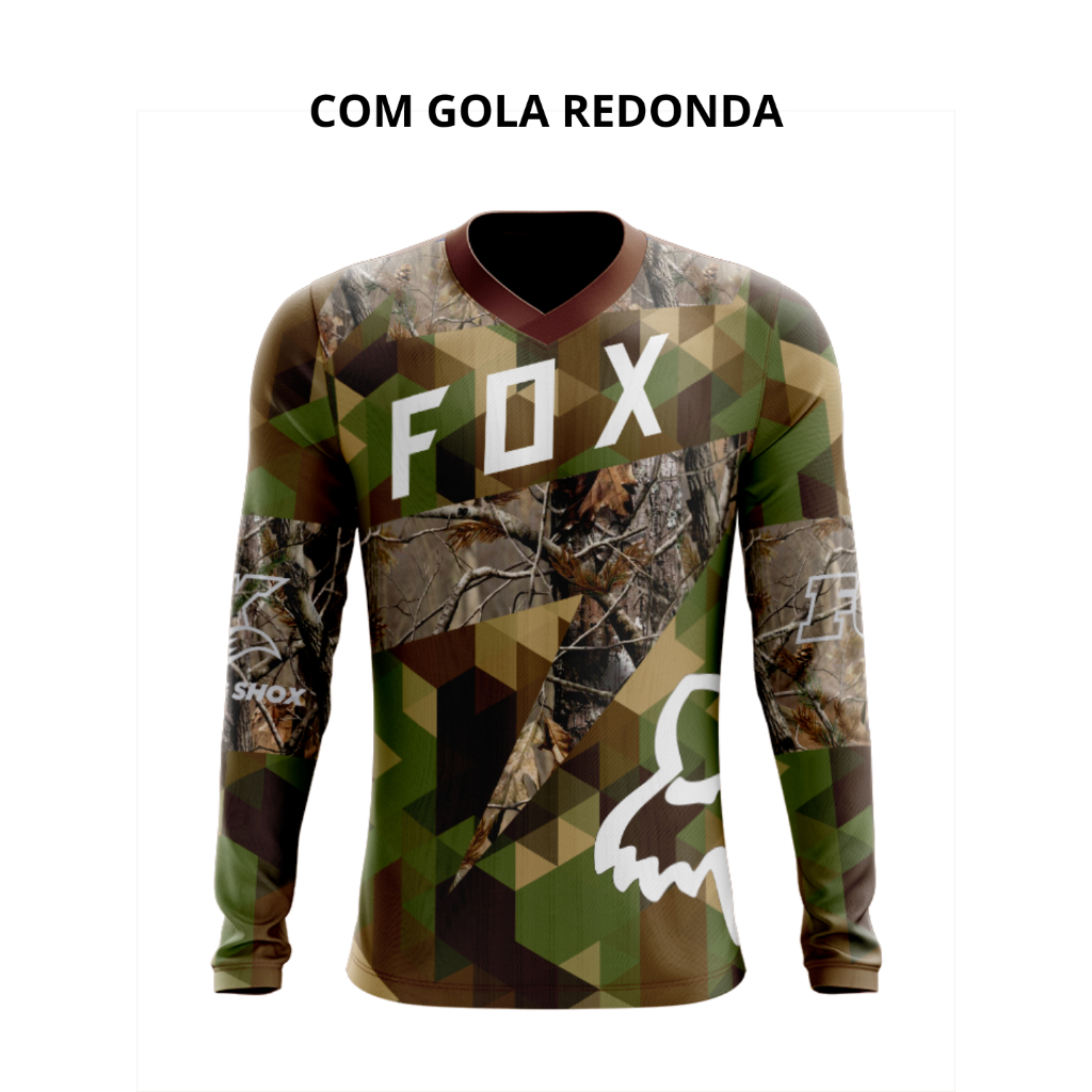 Camiseta Camuflada 14 Dry Fit Manga Longa Proteção UV50+ - Pesca, Motocross, Paintball, Tática, Trilha, Motociclista