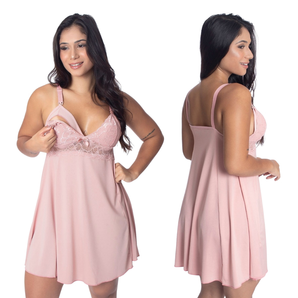 Camisola Amamentação gestante pós parto saída de maternidade abre fácil em Oferta na Shopee