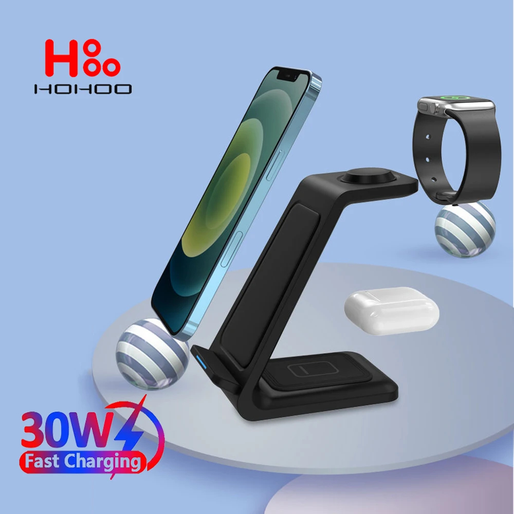 Carregador Wireless 3 em 1 Dock Station para iOS 30W