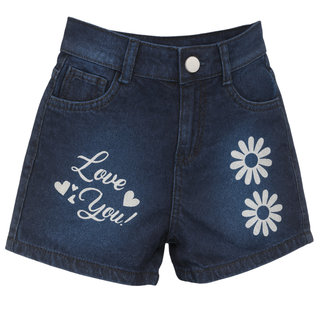 Short Jeans Estampado Infantil Juvenil Meninas