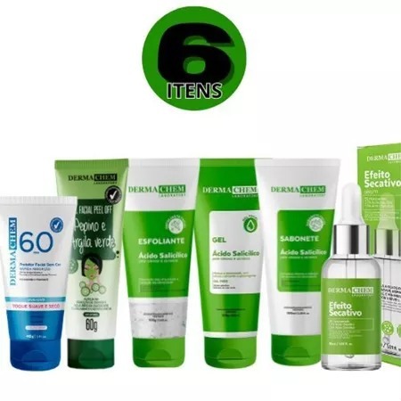 Kit Skincare Dermachen Antioleosidade e Acne Pele Oleosa com 6 Itens
