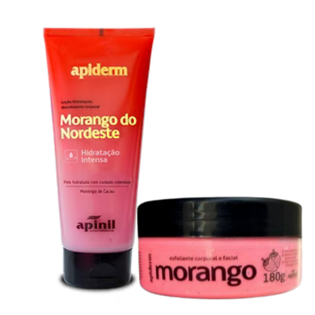 Kit Hidratante Morango e Esfoliante corporal e facial Morango  -Apinil
