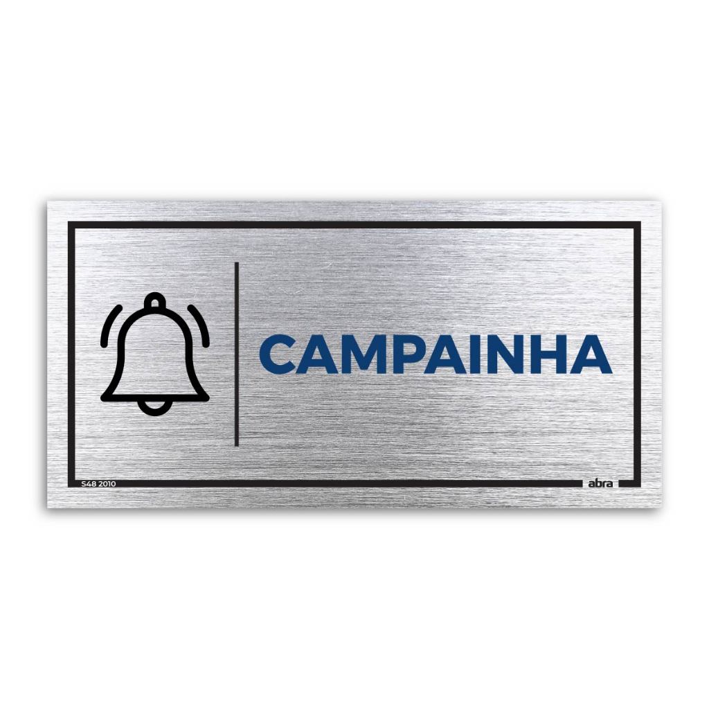 Placa de Sinalização Campainha 20x10 cm com Adesivo Aço Escovado Estabelecimento Empresa Clínica em Oferta na Shopee