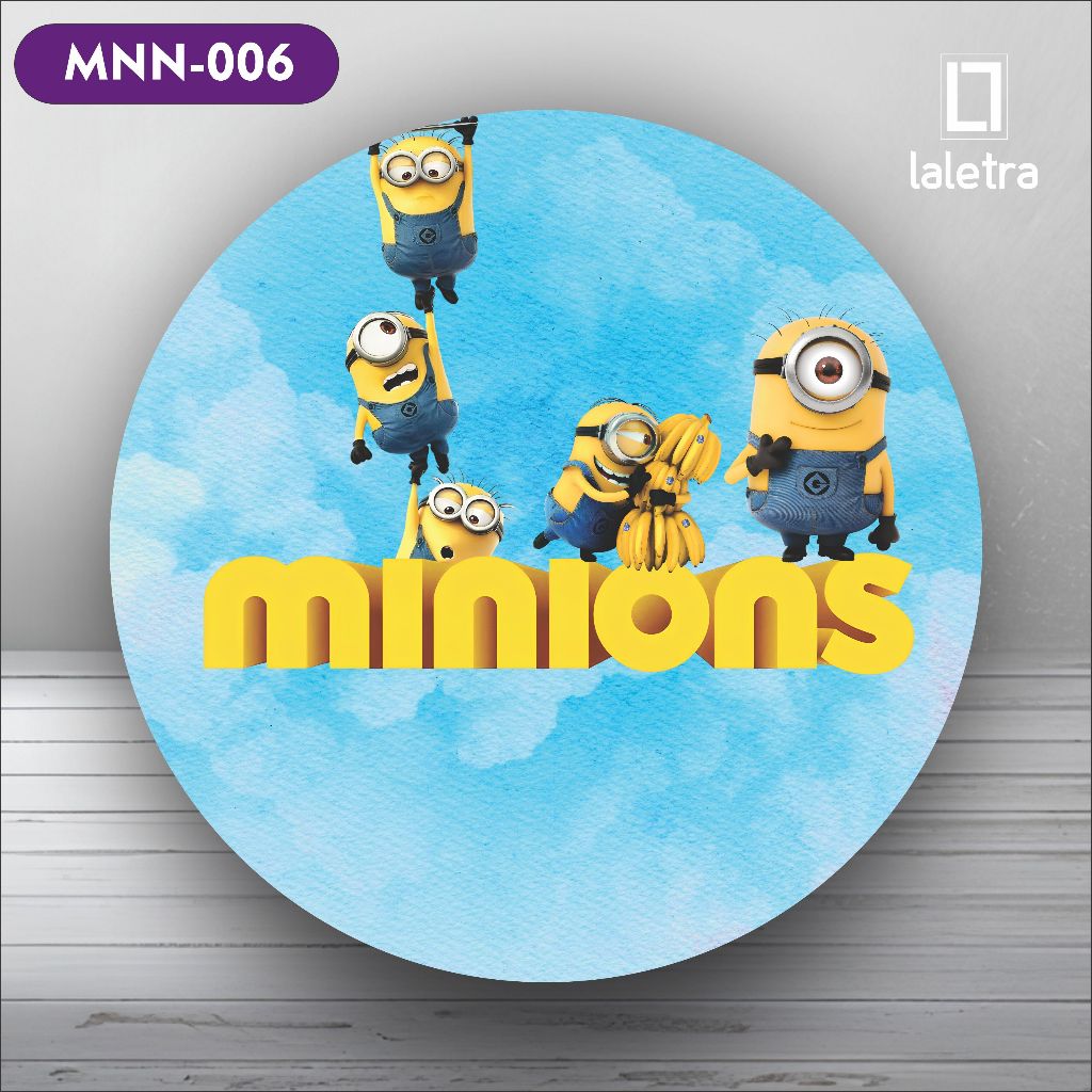 Capa Painel Redondo de Festa Veste Fácil Sublimados Tema Minions Decoração Exclusiva.