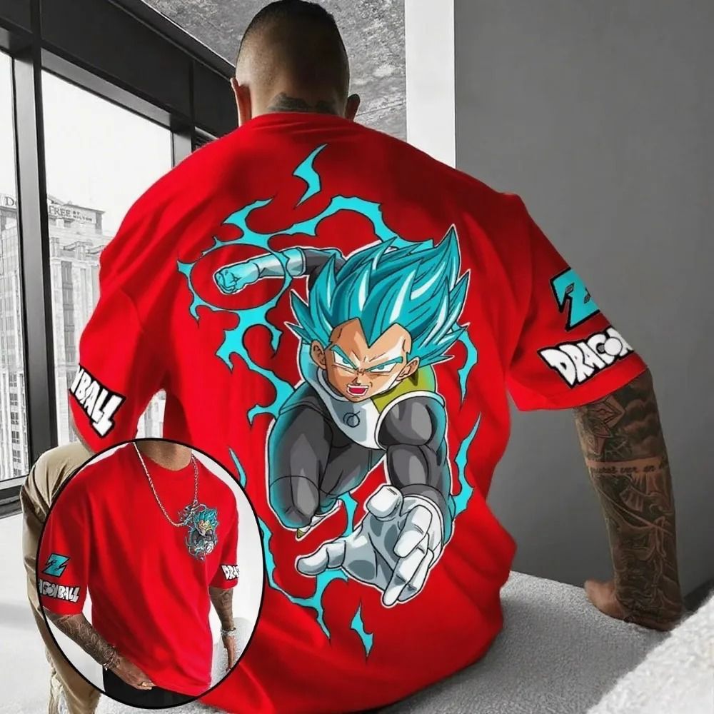 Camiseta Oversized Dragon Ball Vegeta Blue Aftersoul Unissex Plus Size PP ao G6 100% Algodão