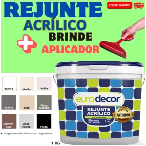 Rejunte Acrílico 1KG Ou 5KG Impermeável Banheiro Porcelanato + Aplicador em Oferta na Shopee