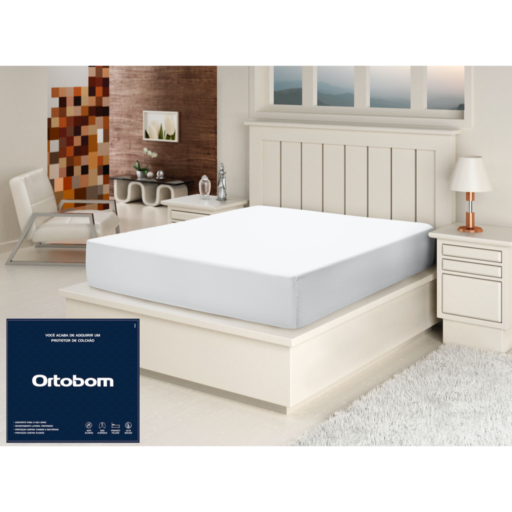 Protetor para colchão Impermeável 30 cm Ortobom – Solteiro (088 x 188 x 030) com elástico