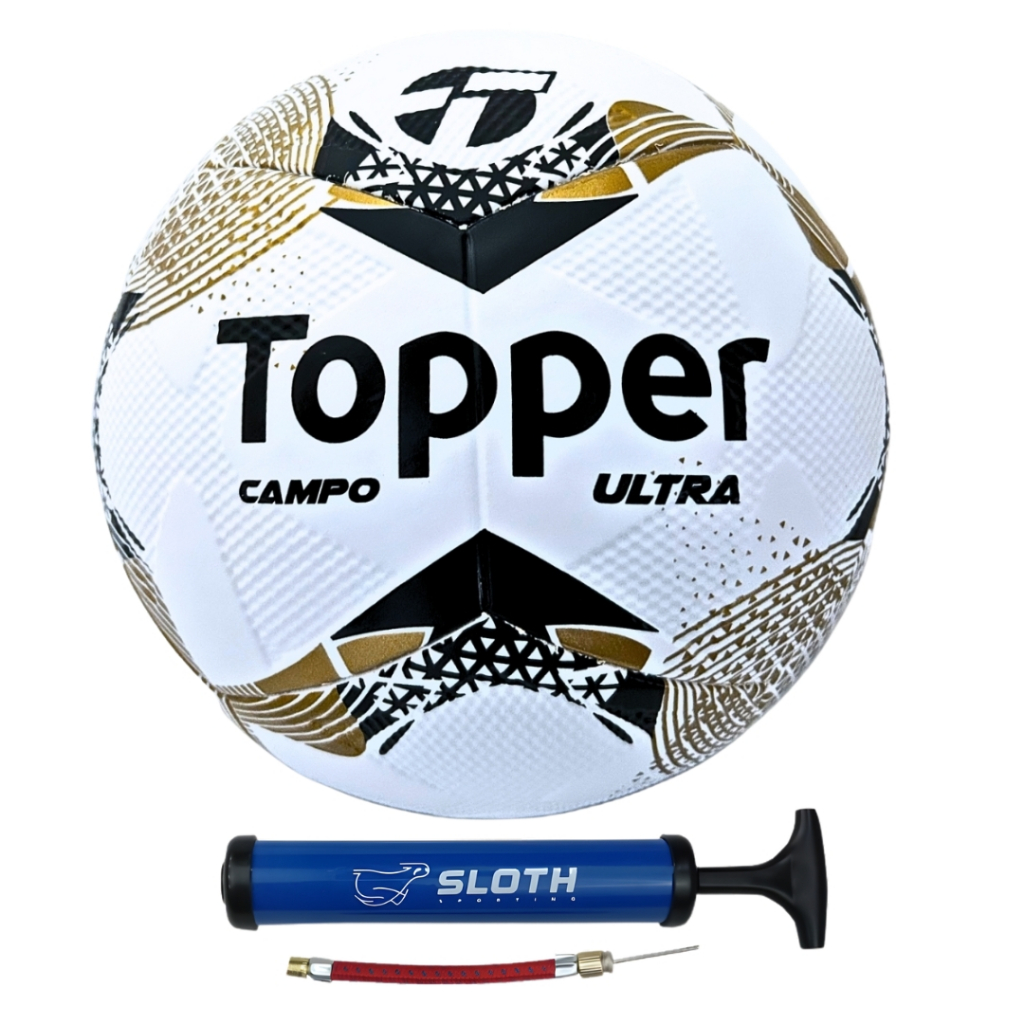 Bola de Futebol de Campo Topper Ultra Dupla Colagem + Bomba em Oferta na Shopee