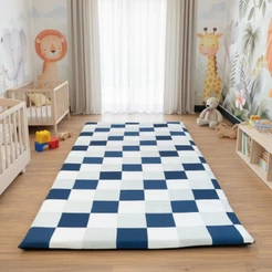 Tapete Infantil Mosaico Almofadado Para Quarto 218x100cm Azul Marinho Keiko Colchões