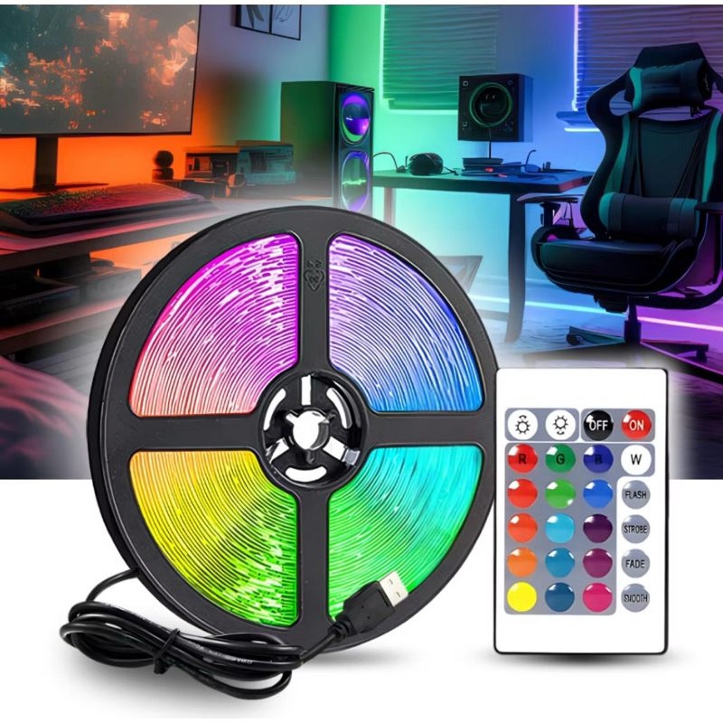 Fita LED 5 Metros RGB para Quarto Banheiro TV Sala Varanda IP65 60SMD com Controle + Fonte