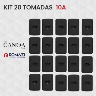 KIT 20 TOMADAS 10A CANOA BLACK - ROMAZI em Oferta na Shopee