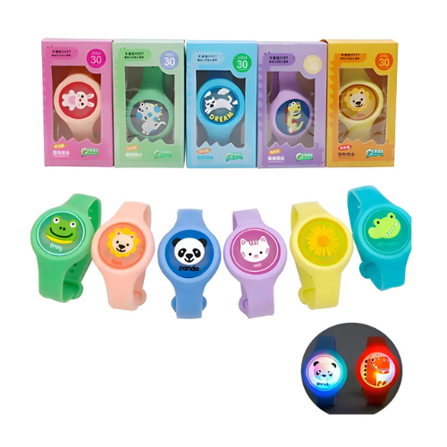 Kit 5 Pulseiras Led Relógio C/ Proteção Citronela Anti Mosquito