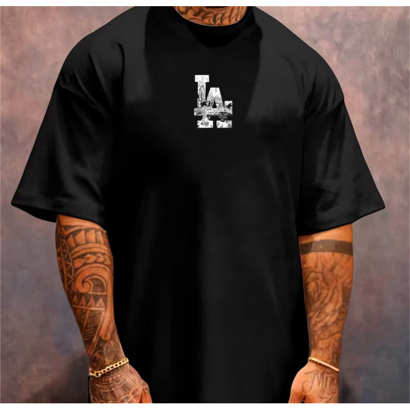 Camiseta Oversized Streetwear Masculina Gola Alta Los Angeles LA California