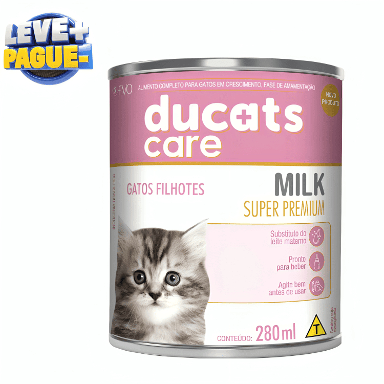 Leite Ducats Care Milk 280ml para Gatos Filhotes | Nutrição Completa e Pronto para Uso