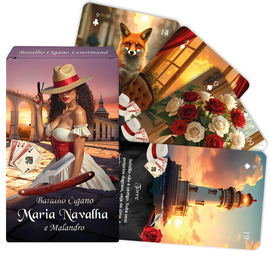 Baralho Cigano Tarot Lenormand - Maria Navalha e Malandro, plastificado