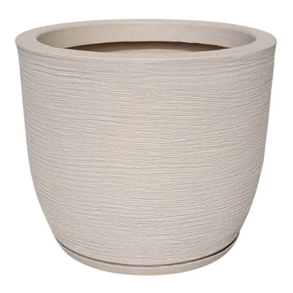 Vaso para Planta Em Polietileno Redondo Bojo Escovado N2 32X36 com Prato Coletor