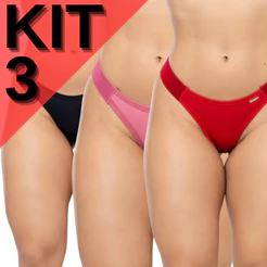 KIT 3 Calcinha Fio Duplo Feminina Não Marca Confortável Básica Diária Microfibra