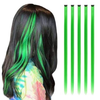 Mechas verde tic tac de fibra orgânica de 65 cm suporta chapinha e babyliss