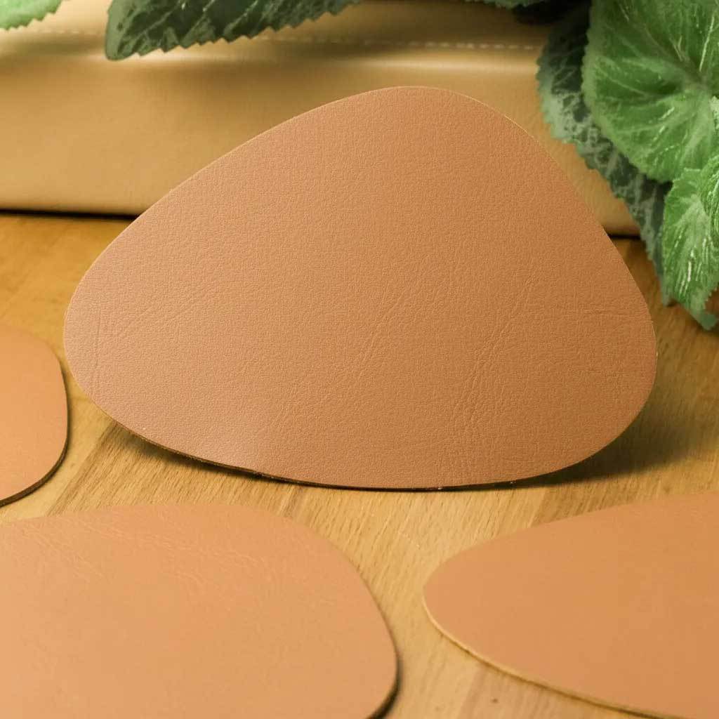 porta copos kit apoio base formato orgânico kit couro legítimo premium mesa gourmet em Oferta na Shopee